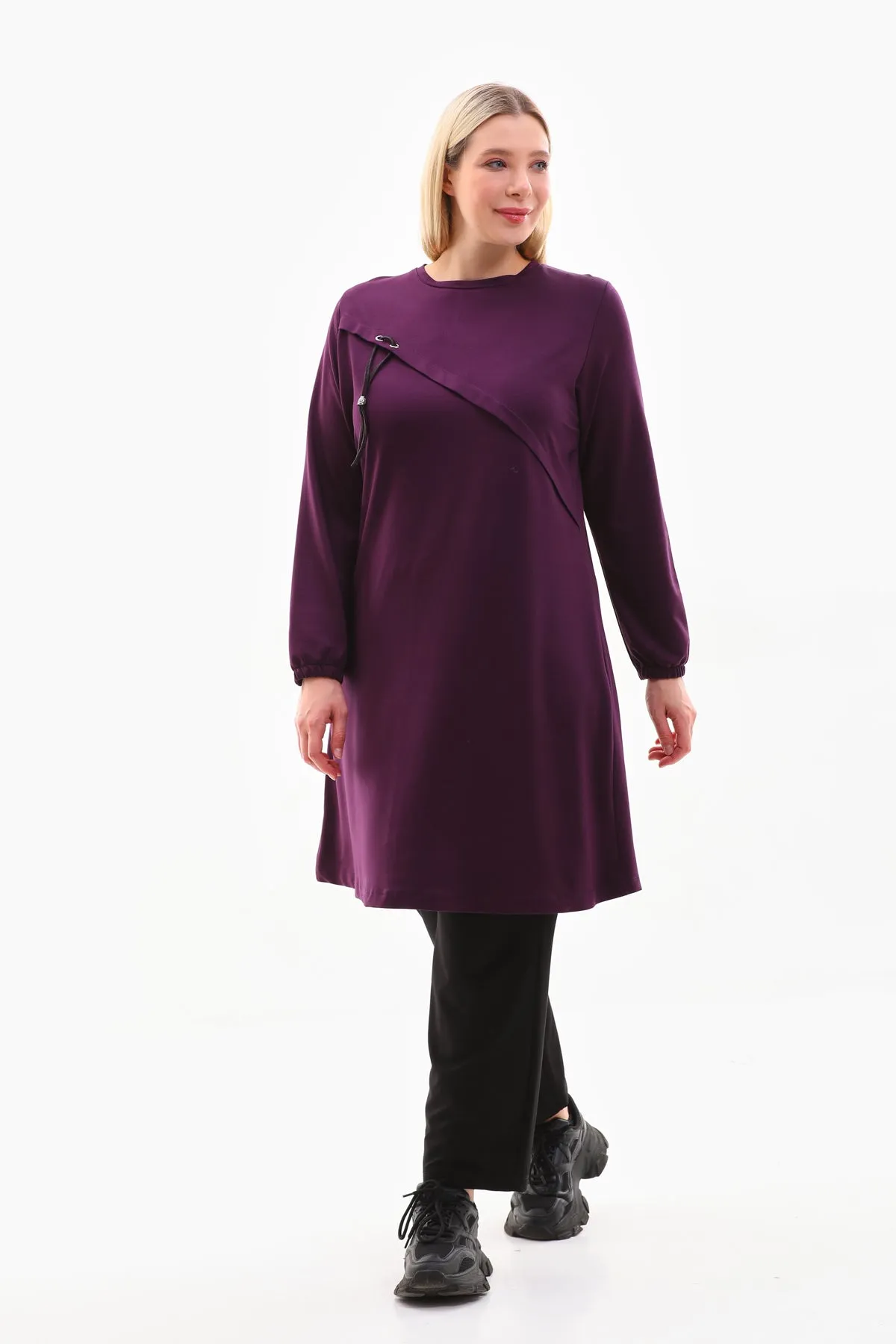 SR Eyelet Dtld Tunic Purple