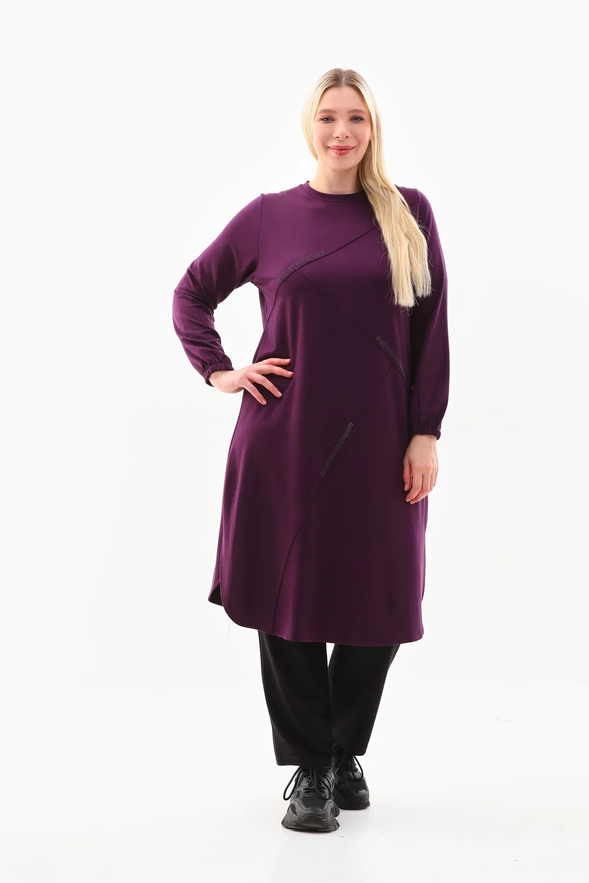 SR Rib Dtld Tunic Purple