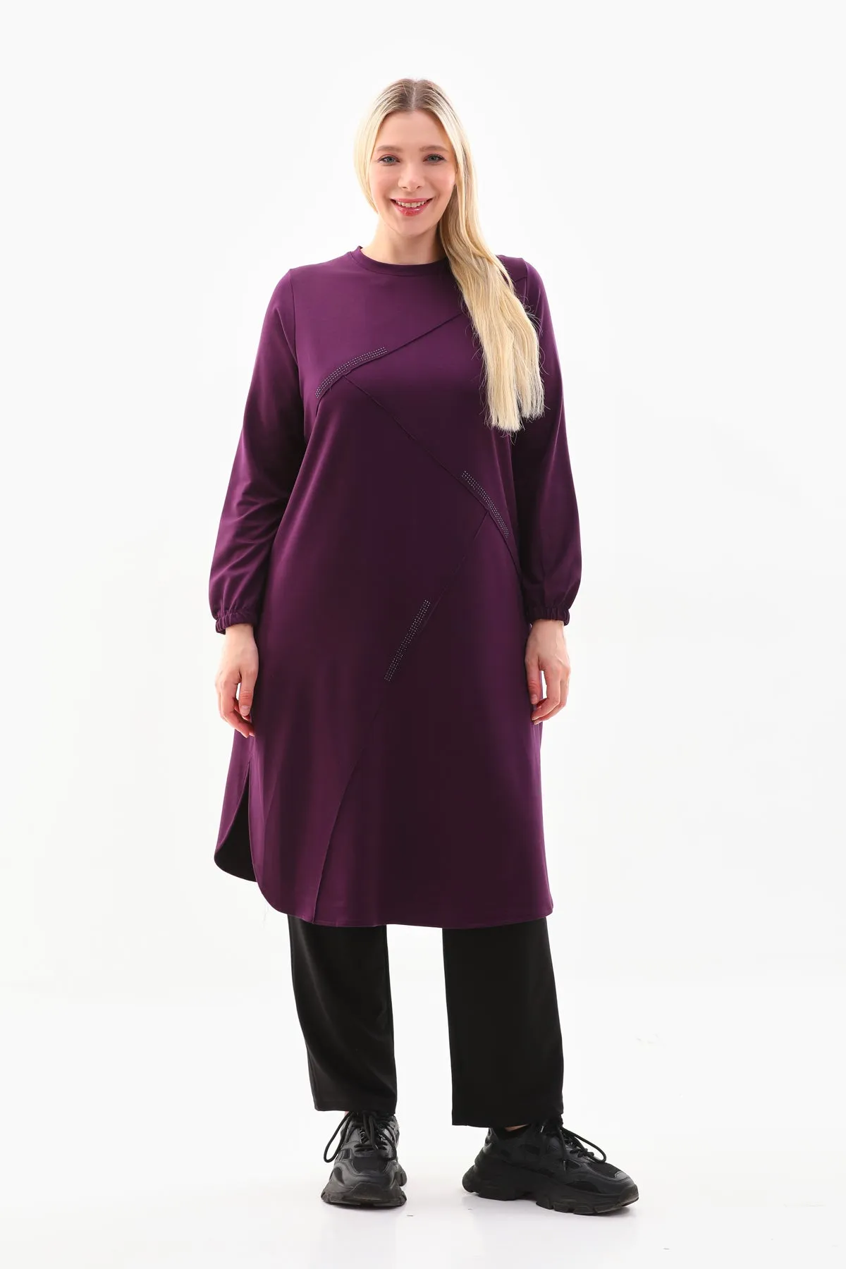 SR Rib Dtld Tunic Purple