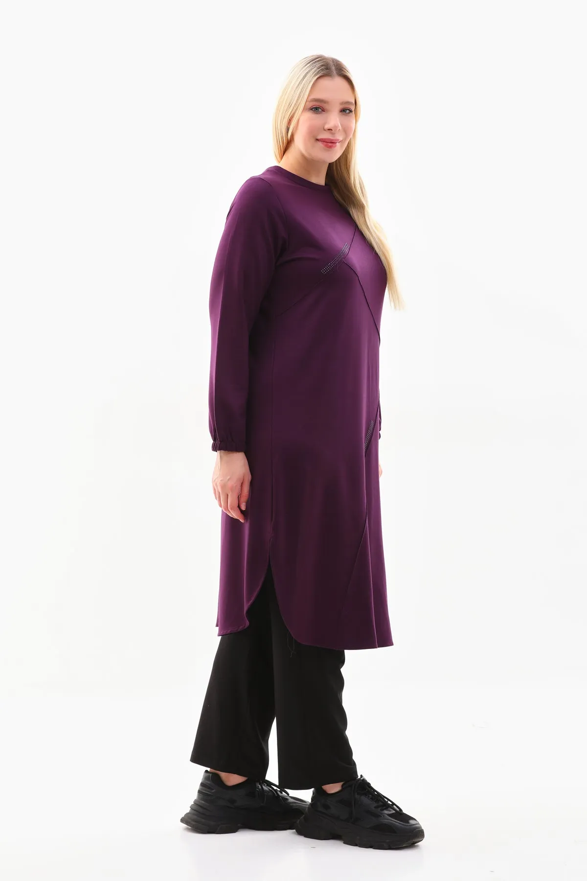 SR Rib Dtld Tunic Purple
