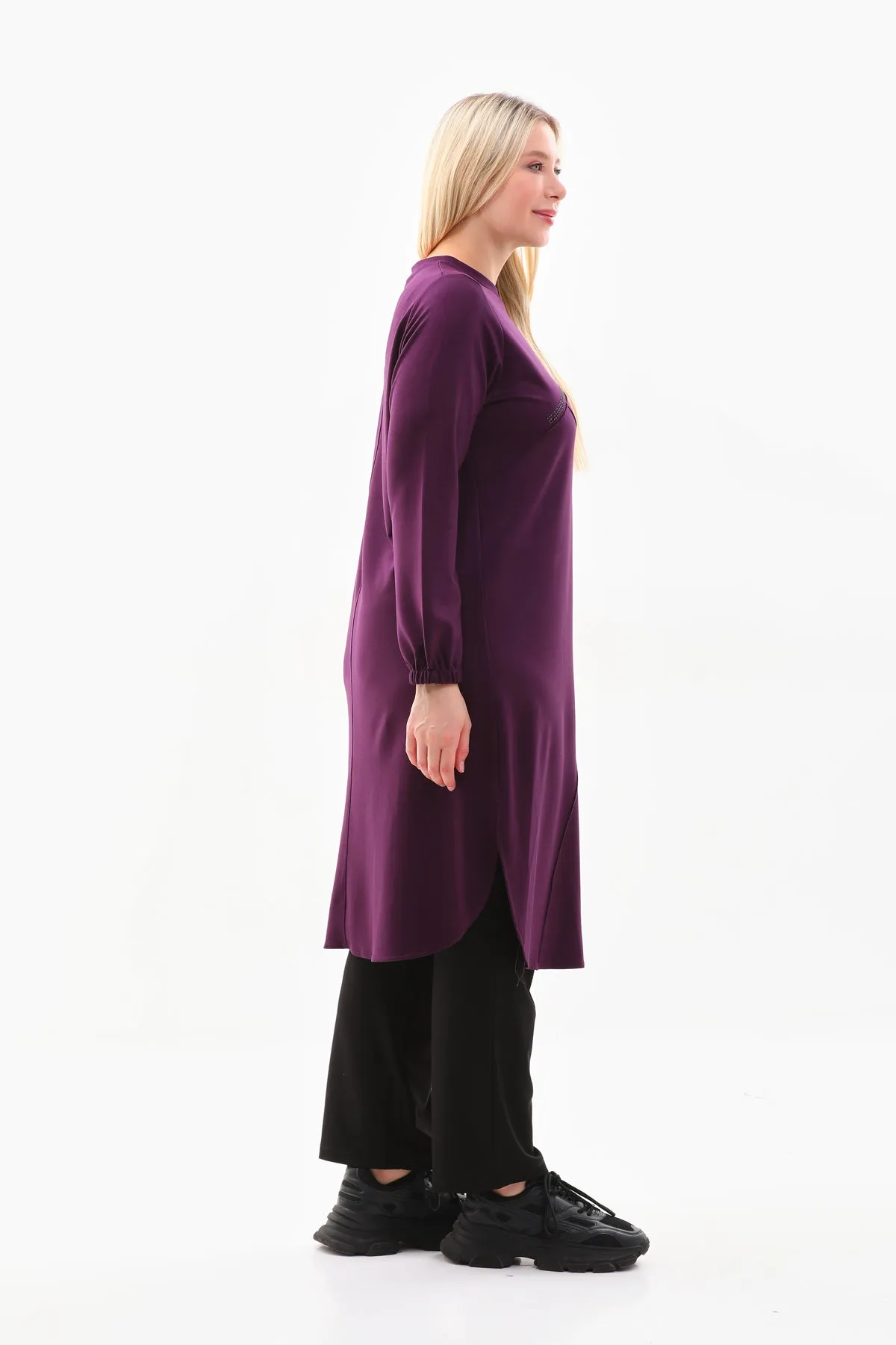 SR Rib Dtld Tunic Purple