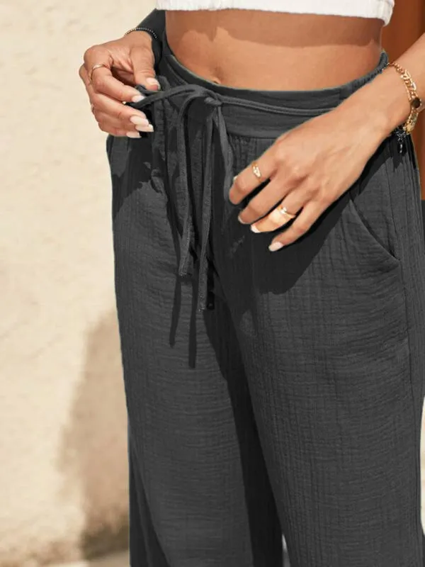 Summer Essential Textured Wide-Leg Pants for Women