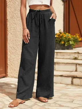 Summer Essential Textured Wide-Leg Pants for Women