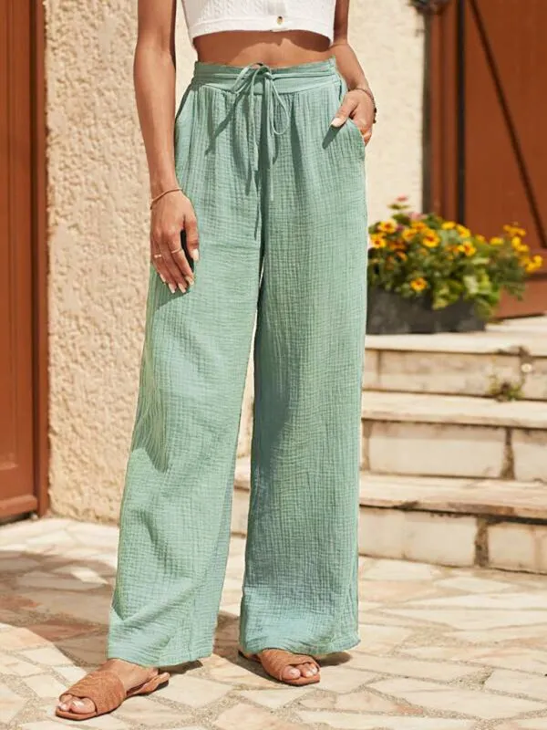 Summer Essential Textured Wide-Leg Pants for Women