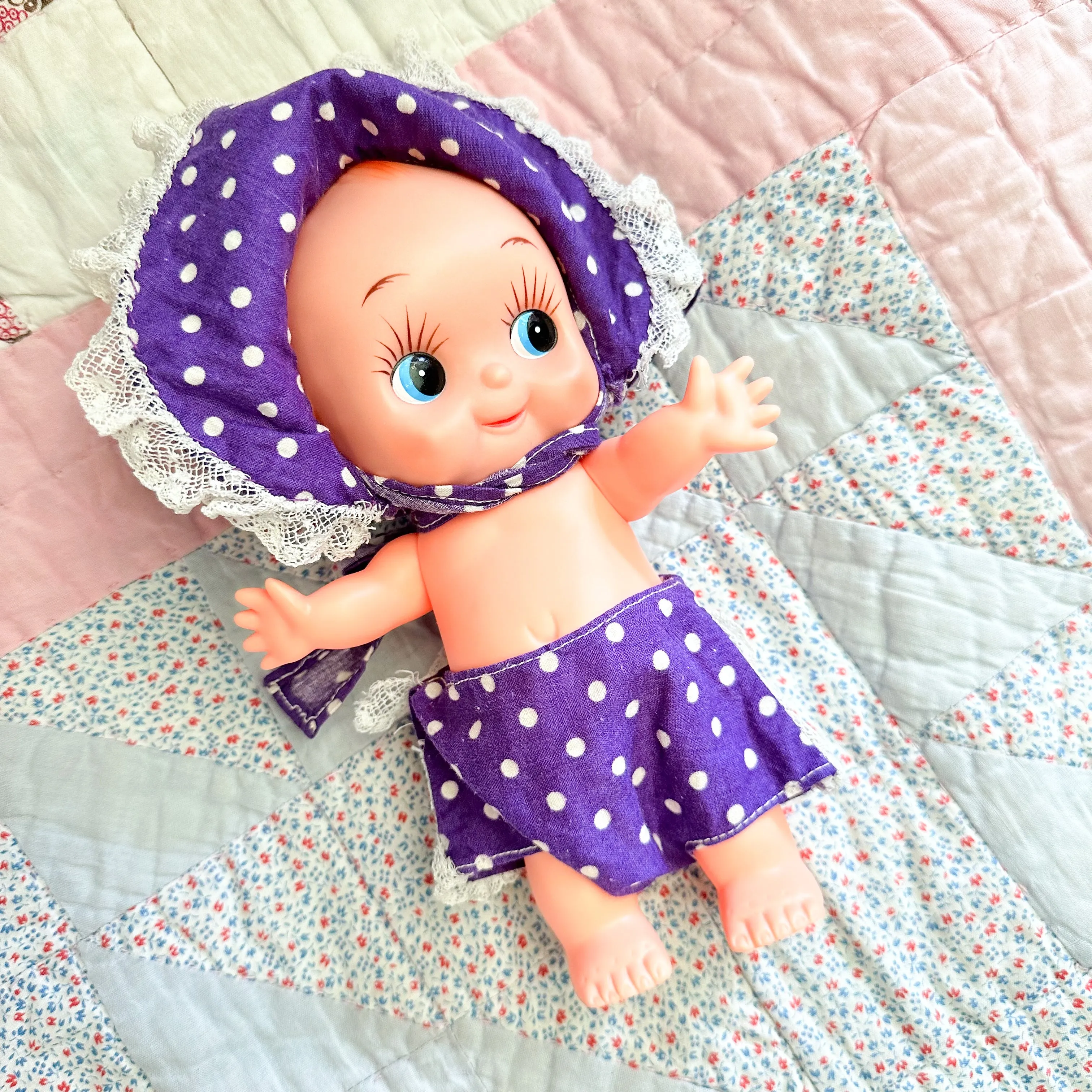 Vintage 1960s Purple Polka Dot Doll Dress set (fits Amigas doll)